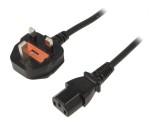 Cablu Alimentare 1,8m Negru 3x0,75mm2 BS 1363 la IEC C13 PVC