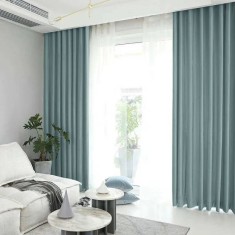 Draperie din catifea blackout cu rejansa transparenta cu ate pentru galerie, Madison, 150x255 cm, densitate 700 g/ml, Morning Blue, 1 buc