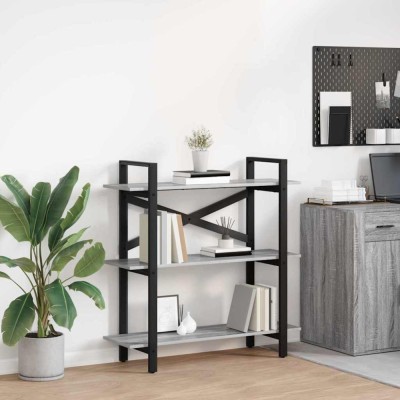 vidaXL Raft pentru cărți Gri Sonoma 100 x 33,5 x 102 cm Lemn compozit 883949 foto