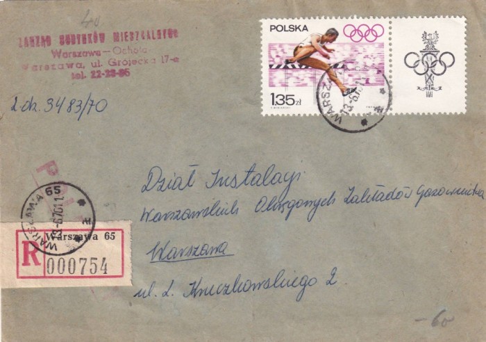 FILATELIE TEMATICA - PLIC POLONIA TEMATICA JOCURILE OLIMPICE