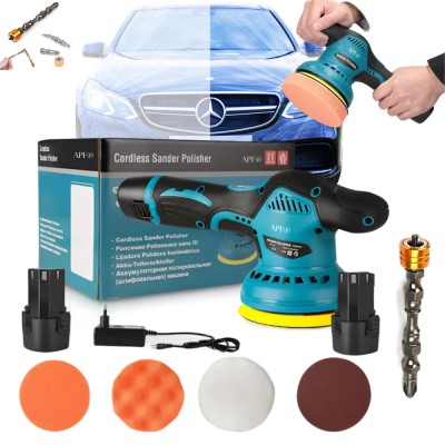 Masina de Polisat cu Excentric APF&amp;reg; 12V, 125mm, 8 Trepte Viteza, 1 Baterie, Set 18 Accesorii + Bit Magnetic cu 2 Capete foto
