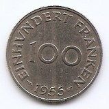 Germania - Saarland 100 Franken 1955 - Cupru-nichel, KM-4