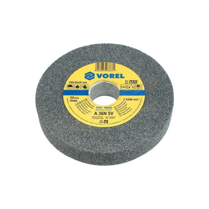 Disc abraziv pentru polizor de banc 150 x 32 x 25 mm Vorel 08869