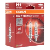 Set 2 becuri halogen Osram H1 12V 55W Night Breaker Silver +100%