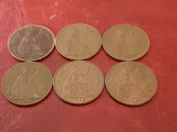 Lot 6 monede UK, One 1 penny 1944 1945 1946 1947 1948 1949, stare f. buna [poze]
