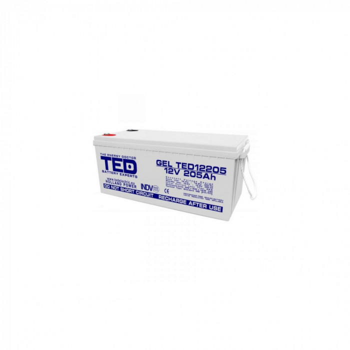 Acumulator AGM VRLA 12V 205A GEL Deep Cycle 525mm x 243mm x h 220mm M8 TED Battery Expert Holland TED003522 (1)