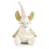 Cumpara ieftin Figurina Ren din textil alb auriu 19x15x43 cm