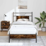 vidaXL Cadru pat fără saltea, stejar fumuriu 75x190 cm lemn prelucrat