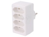 Conector Alimentare AC Splitter 2P Rotund/Plat Alb