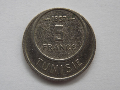 5 FRANCS 1957 TUNISIA foto
