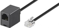 Cablu prelungitor telefon RJ11 6p4c 6m Negru, Goobay 68260