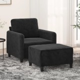 VidaXL Fotoliu canapea cu taburet, negru, 60 cm, catifea 3201169