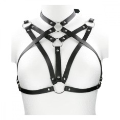 Eross top Open Bra and Rings S/M Black
