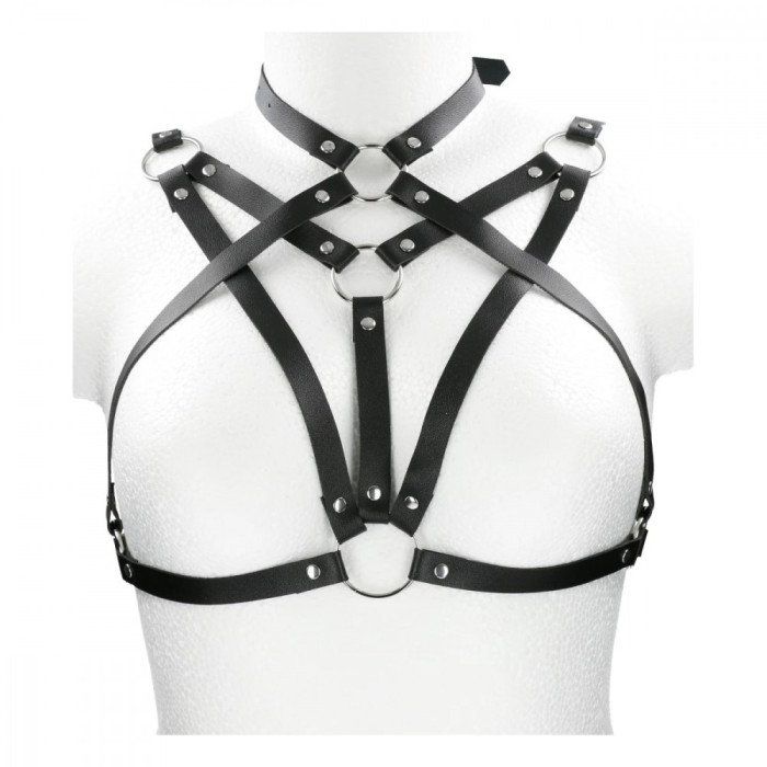 Eross top Open Bra and Rings S/M Black