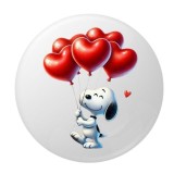 Cumpara ieftin Insigna rotunda catel cu baloane in forma de inima, 58 mm, prindere cu ac metalic