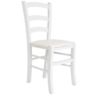 Scaun Paesana - cadru alb - imitatie piele alb - 21894 foto