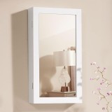 SONGMICS Dulap de bijuterii cu oglinda, montare pe perete, incuietoare, 37x11x67cm, alb Household NewTrend