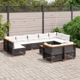 Set canapele de gradina cu perne, 10 piese, negru, poliratan GartenMobel Dekor, vidaXL