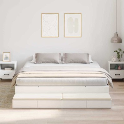 vidaXL Cadru de pat cu depozitare cu sertar Alb 236.5 x 180 x 31.5 cm 3335661 foto