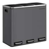 SONGMICS Cos de gunoi colectare selectiva cu 3 compartimente 3 x 18L, capace soft close, pedale, otel, 61x32x56 cm, gri mat Household NewTrend