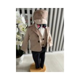 Cumpara ieftin Costum botez 5 piese catifea, bej - DPH364