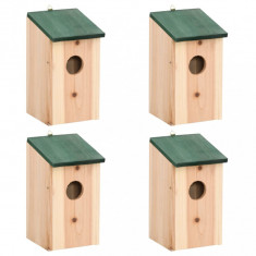 Căsuțe de păsări, 4 buc., 12x12x22 cm, lemn
