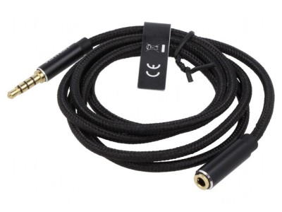 Cablu Audio Jack 3.5mm 4-Pin 1m Negru foto