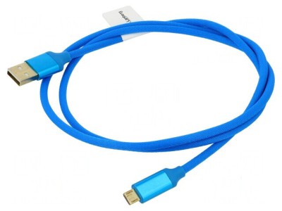 Cablu USB 2.0 A la micro B aurit 1m albastru foto