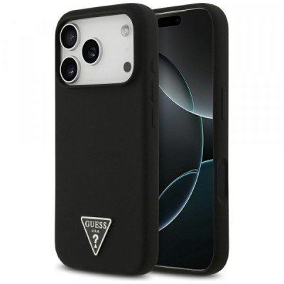 Husa MagSafe pentru Apple iPhone 17 Pro Max, Guess, Triangle Logo, Neagra foto