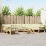 vidaXL Set de canapele de exterior cu pernă 10 pcs Alb și crem 3387079