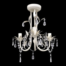 Lampă de plafon suspendată, cristal, candelabru alb elegant foto