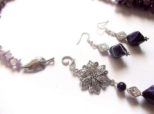 set colier si cercei cu ametist si onix 40926