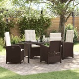 vidaXL Set de masă pentru grădină 5 pcs Maro poliratan