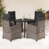 Cumpara ieftin Set mobilier de grădină cu perne, 5 piese, gri, poliratan