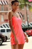 Neglijeu Sexy Dama Satin Roz Neon, Lenjerie Pijama, Camasa Noapte, Marime XL