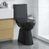 vidaXL Toaletă fără bord 7 cm &icirc;nălțime suplimentară &icirc;nchidere ușoară ceramică neagră