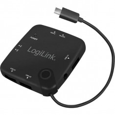 Hub USB Logilink UA0345 3x USB 2.0 + Card reader Black foto