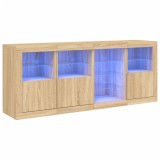 Servanta cu lumini LED, stejar sonoma, 164x37x67 cm