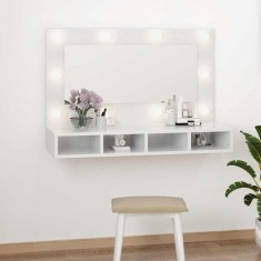 vidaXL Dulap cu oglindă și LED, alb extralucios, 90x31,5x62 cm 808897