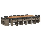 Cumpara ieftin Set mobilier de gradina cu perne, 17 piese, gri, poliratan
