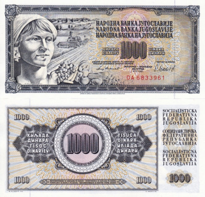 IUGOSLAVIA 1.000 dinara 1981 UNC!!! foto