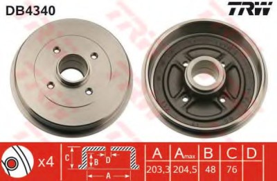 Tambur frana NISSAN NOTE (E11) (2006 - 2013) TRW DB4340 foto