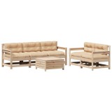 Set mobilier de gradina cu perne, 6 piese, lemn masiv de pin