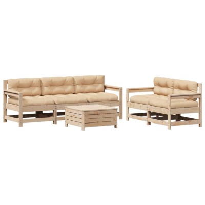 Set mobilier de gradina cu perne, 6 piese, lemn masiv de pin foto