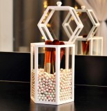 Organizator cosmetic YANROO, plastic/ sticla, alb, 22 x 12 cm