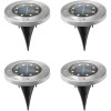 Set 4 Lampi Solare Gradina Disk Lights, 8 LED, Impermeabile IP65, Otel Inoxidabil, Alb Rece