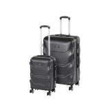 Set Valize Leziter TraveLux Max VI - Carcasa Rigida ABS, 2 buc (Cabina 50x40x20cm, Mare 76x50x29cm), Roti 360, Negru, Cod Numeric