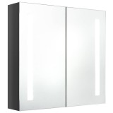 Cumpara ieftin Dulap de baie cu oglinda si LED, gri stralucitor, 62x14x60 cm