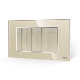 Cumpara ieftin Intrerupator mecanic Luxion 8 posturi cu rama din sticla, standard italian, 4M, auriu