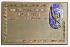 MEDALIE PLACHETA CAMP CAMPIONATUL INTERNATIONAL BUCURESTI COMITETUL PENTRU CULTURA FIZICA SI SPORT DE PE LANGA CONSILIUL DE MINISTRI BRONZ SI EMAIL